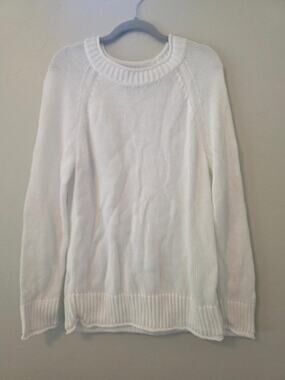 Lilly Pulitzer White Cotton Chunky Knit Pullover Sweater Large